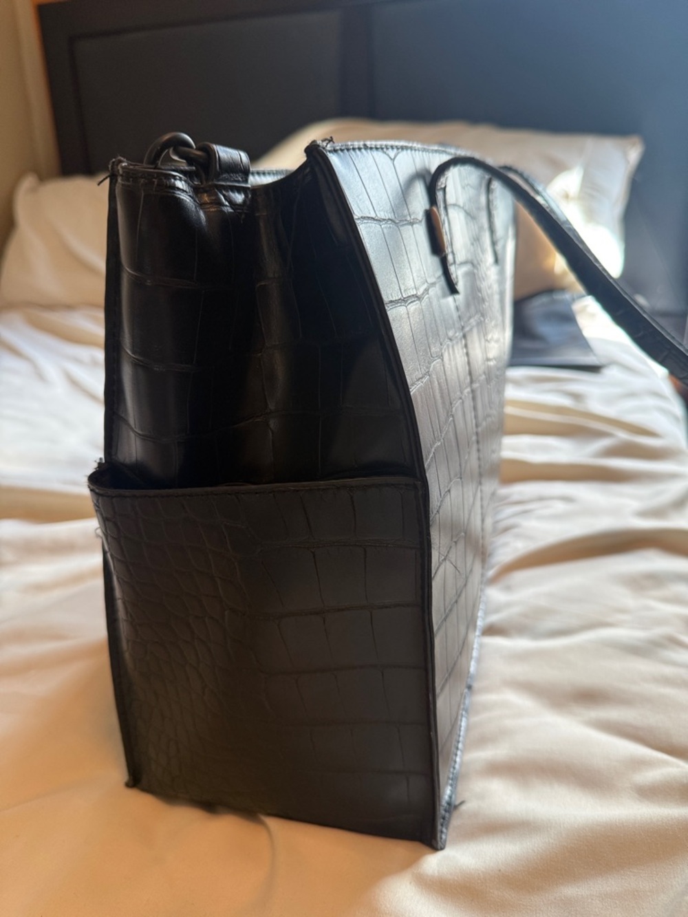 BEIS - Work Tote in Black Croc - Picture 3 of 10